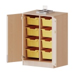 ErgoTray Schrank, 2reihig, 2,5 OH, zweitürig, fahrbar, mit 8 hohen Boxen, B/H/T 70,3x100x50cm 